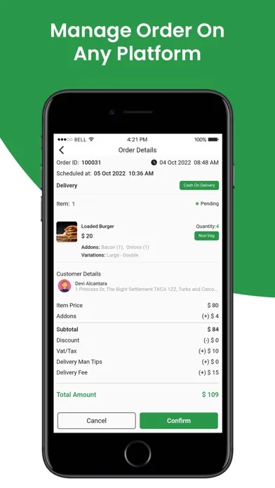 Capturas de tela do Order-Up Merchant