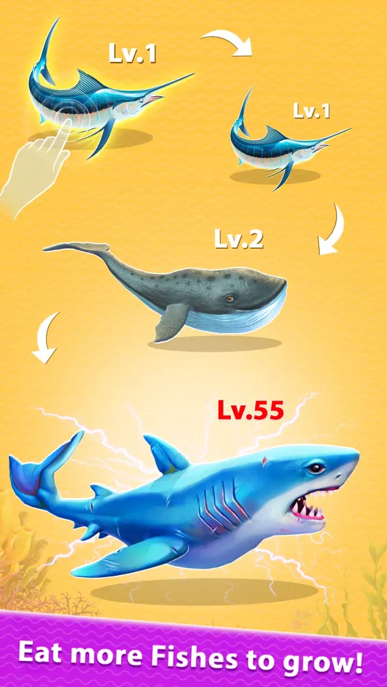 Captures d'écran de Shark Evolution Merge & Eat