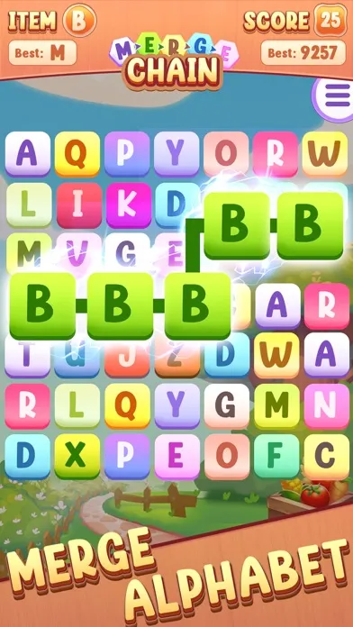 Tangkapan skrin Merge Chain – Letter Matching