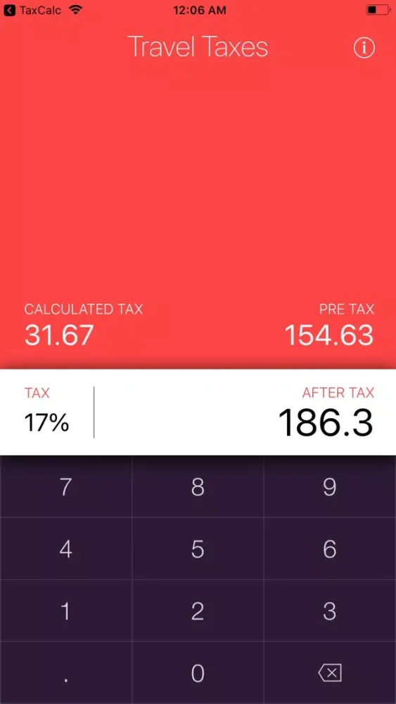 Travel Tax Calculator Ekran Görüntüleri