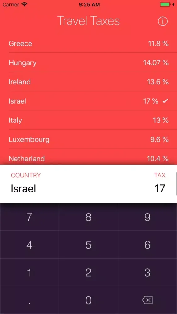Travel Tax Calculator Ekran Görüntüleri