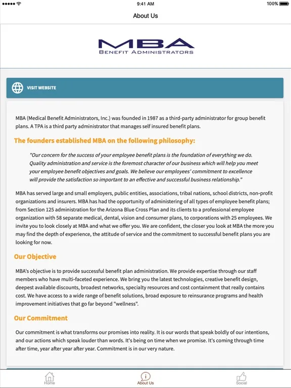 MBA Administrators iPad  Screenshots