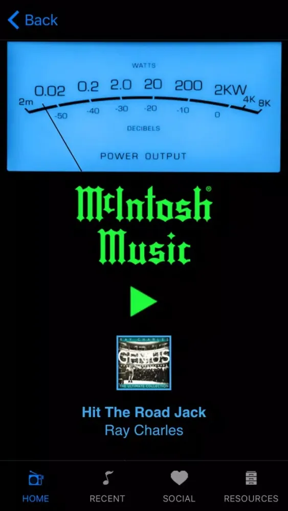 Tangkapan skrin McIntosh Music Stream