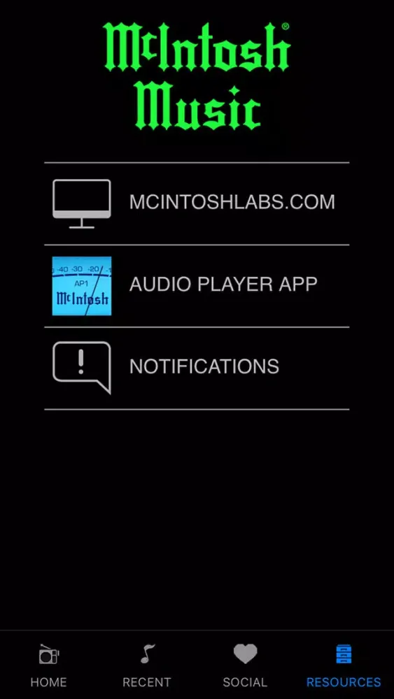 Tangkapan skrin McIntosh Music Stream
