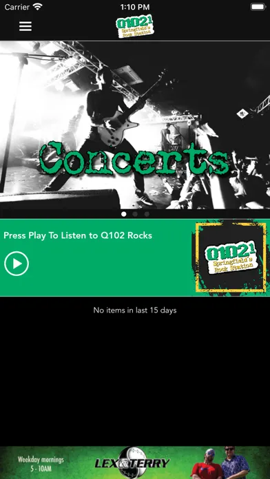 Tangkapan skrin Q102 Rocks
