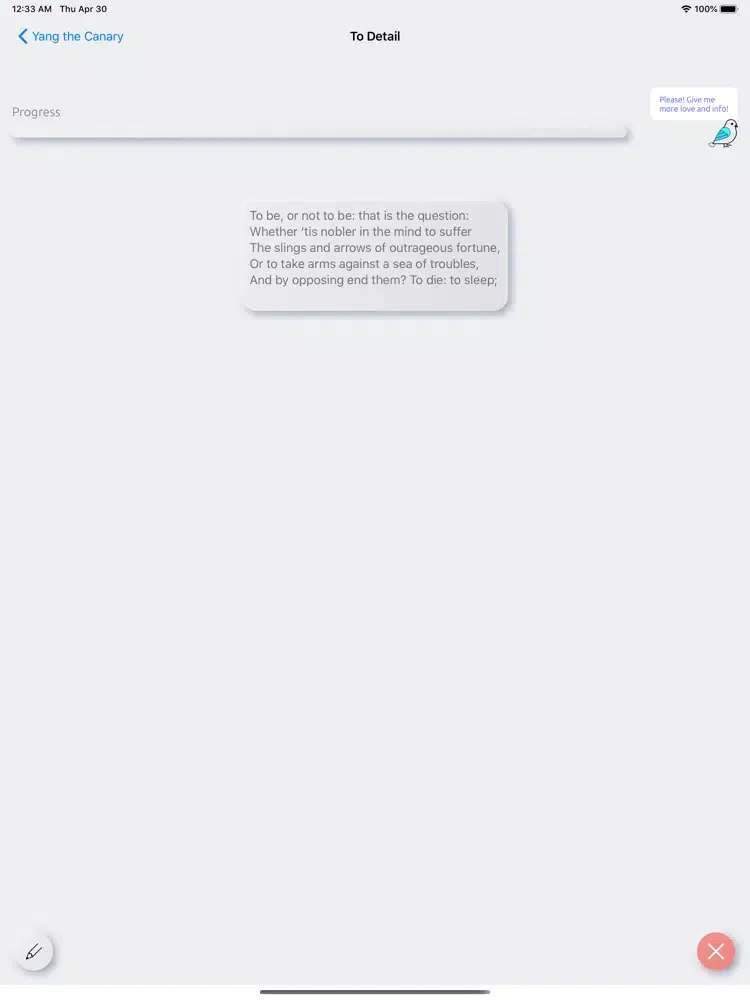 Yang The Canary iPad  Screenshots