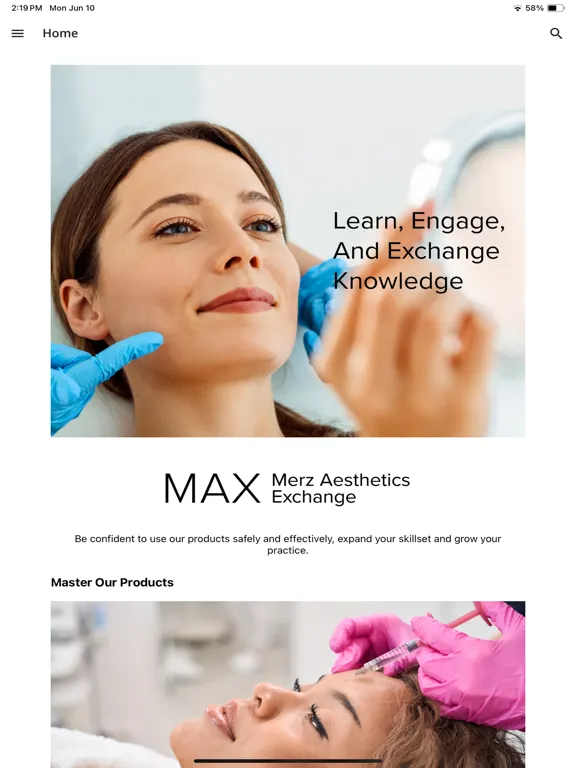 MAX Merz Aesthetics Exchange iPad  스크린샷
