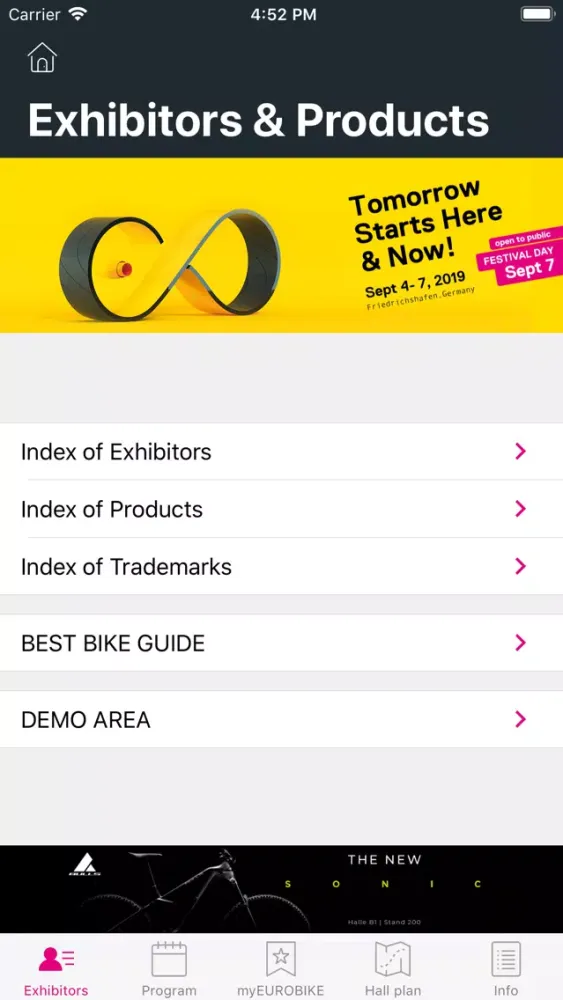 Tangkapan skrin EUROBIKE