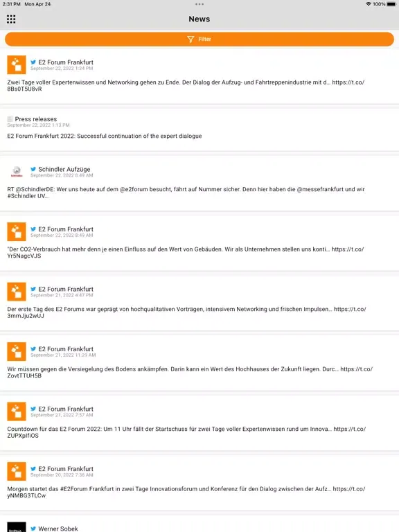 Ảnh chụp màn hình của E2 Forum iPad 