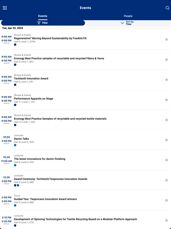 Captures d'écran de Techtextil Navigator iPad 