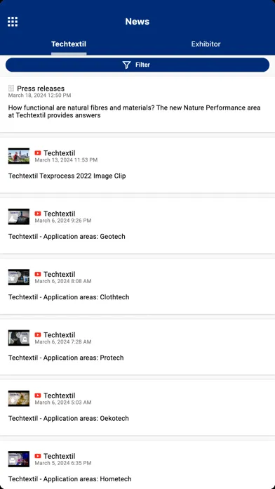 Captures d'écran de Techtextil Navigator