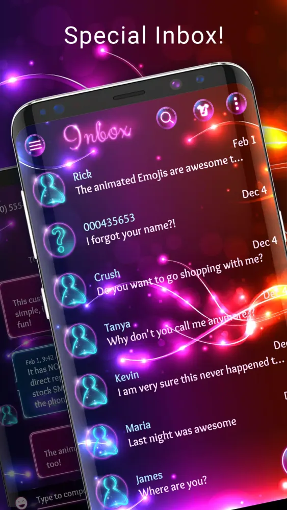 Neon light SMS theme Screenshots