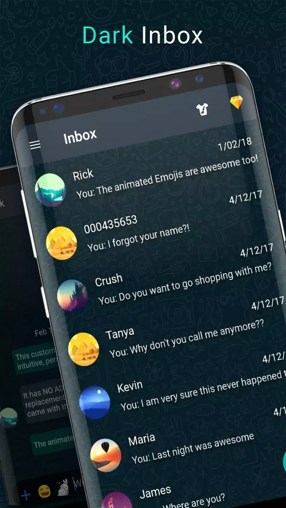 Dark SMS Messenger Theme Screenshots