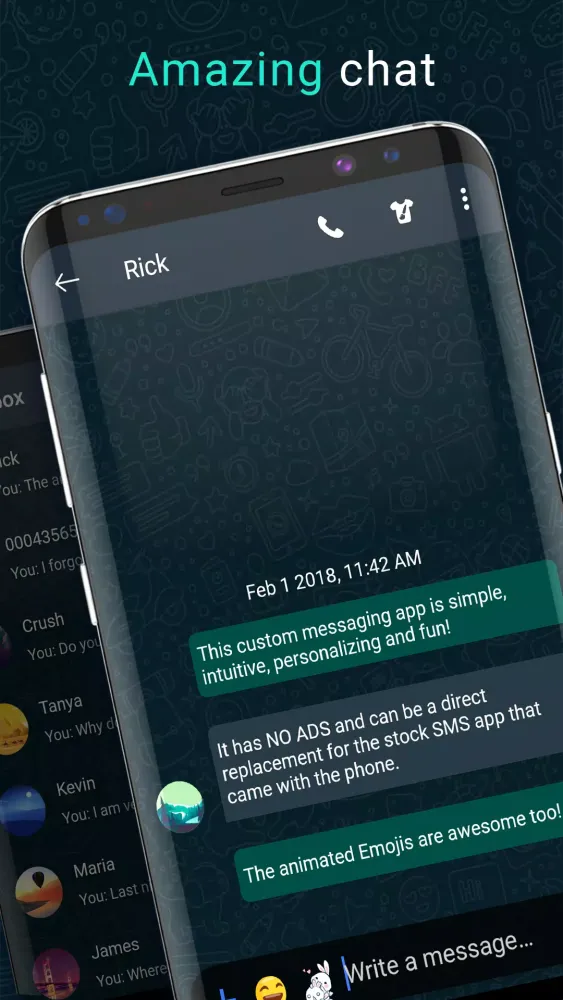 Dark SMS Messenger Theme Screenshots