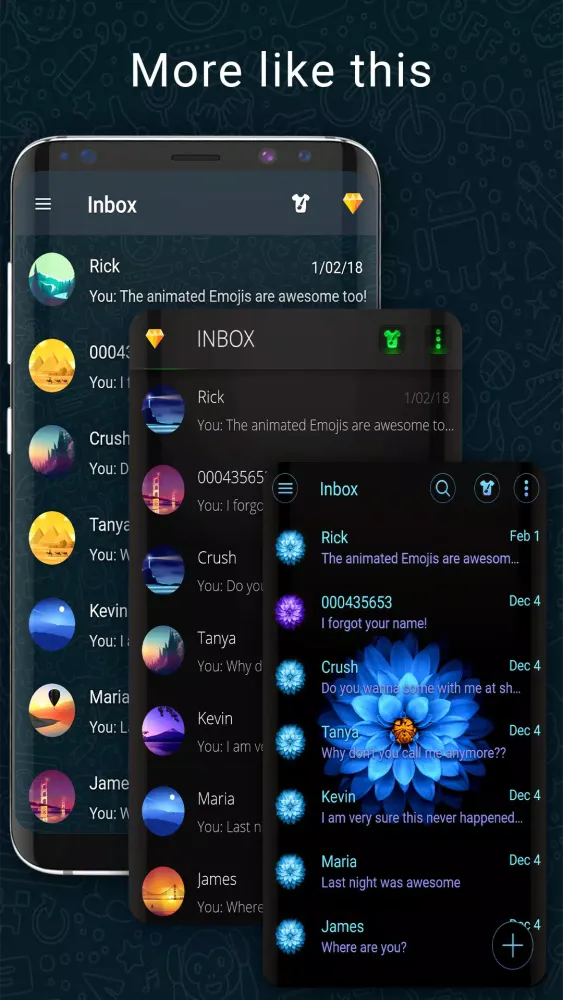 Dark SMS Messenger Theme Screenshots