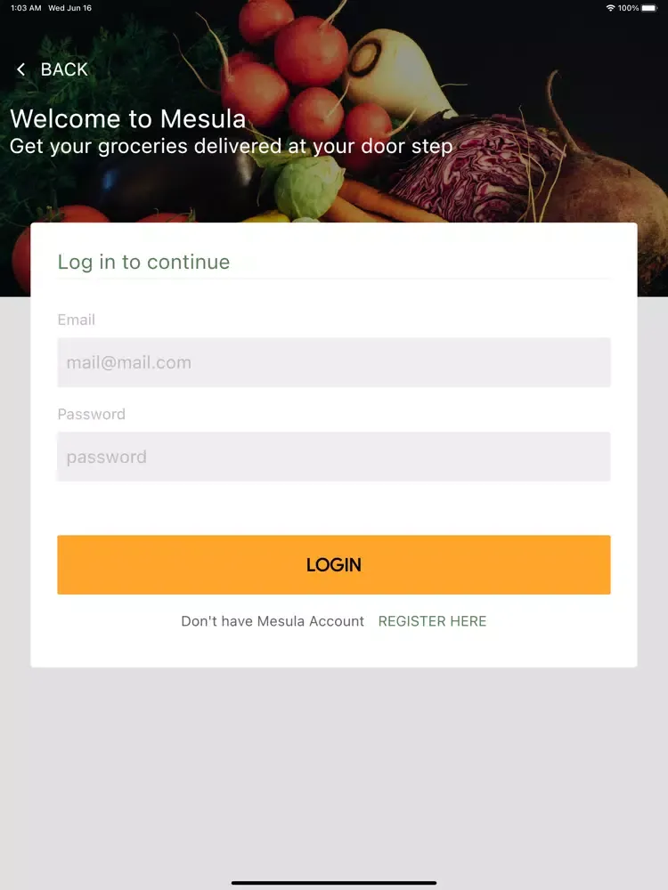 Mesula Food Grocery App iPad  スクリーンショット