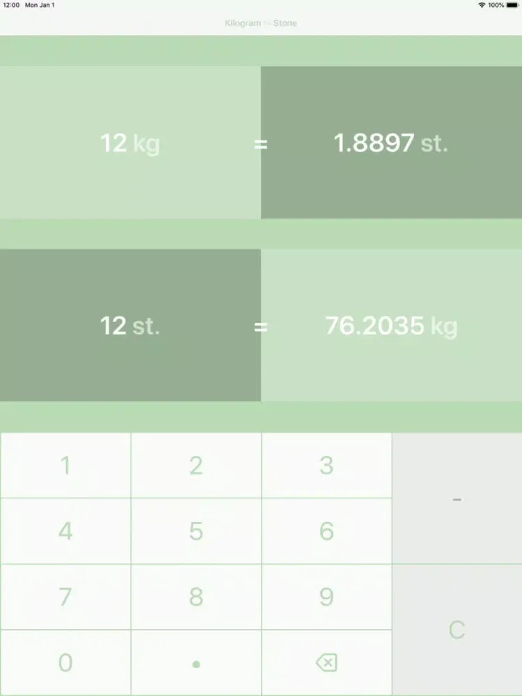 Ảnh chụp màn hình của Kilograms To Stones | kg to st iPad 