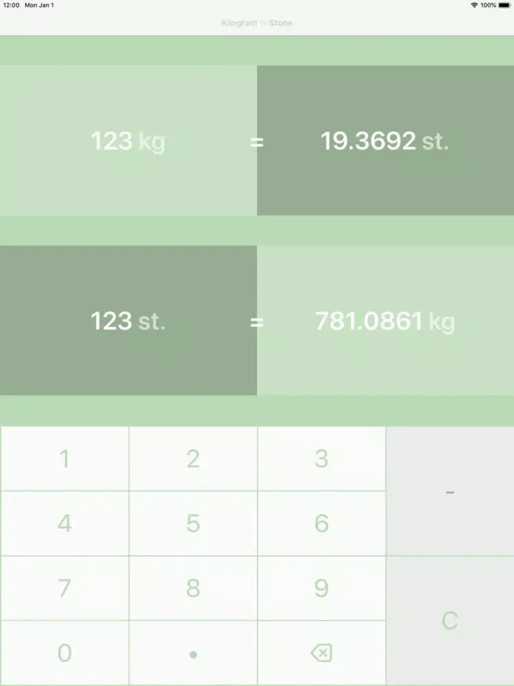 Ảnh chụp màn hình của Kilograms To Stones | kg to st iPad 