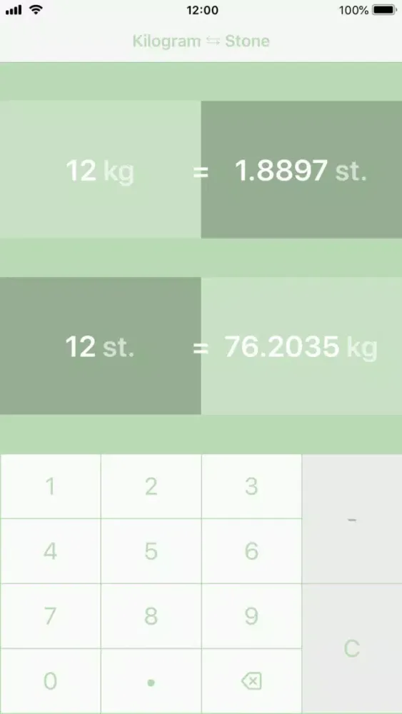Ảnh chụp màn hình của Kilograms To Stones | kg to st