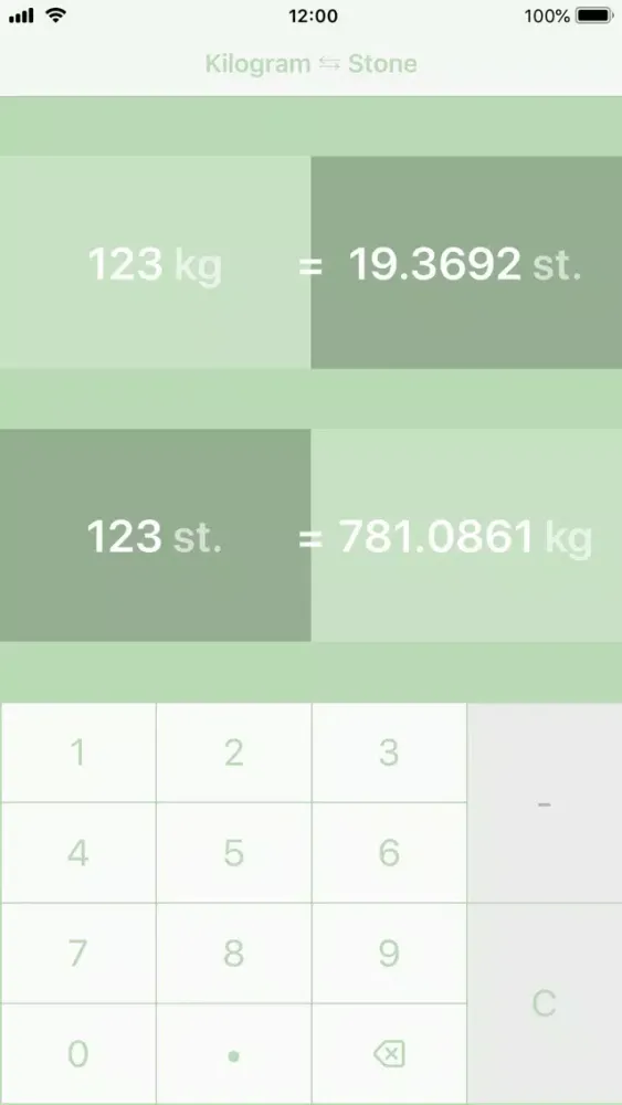 Ảnh chụp màn hình của Kilograms To Stones | kg to st