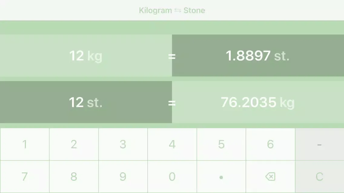 Ảnh chụp màn hình của Kilograms To Stones | kg to st