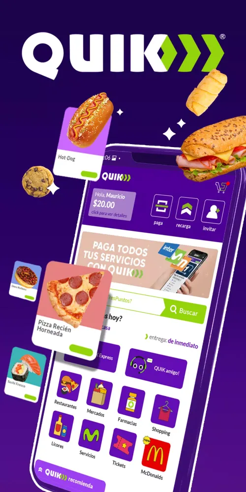 Capturas de pantalla de QUIK: Pago y Delivery