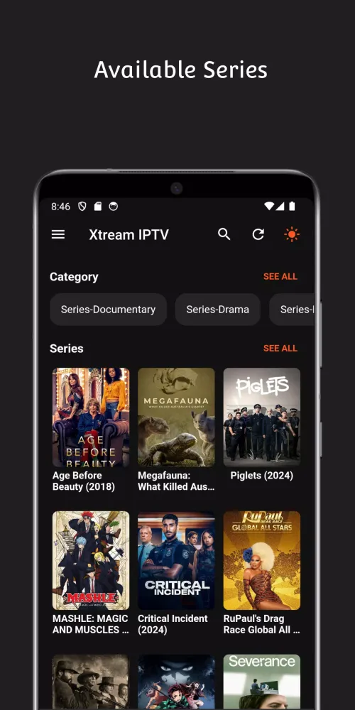 Tangkapan skrin Xtream IPTV