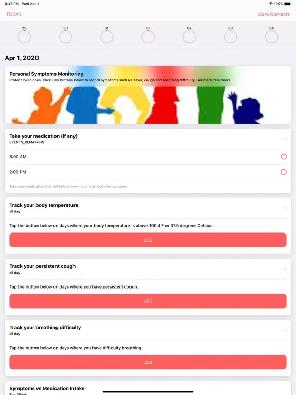 CareDrum Symptom Tracker iPad  স্ক্রিনশট