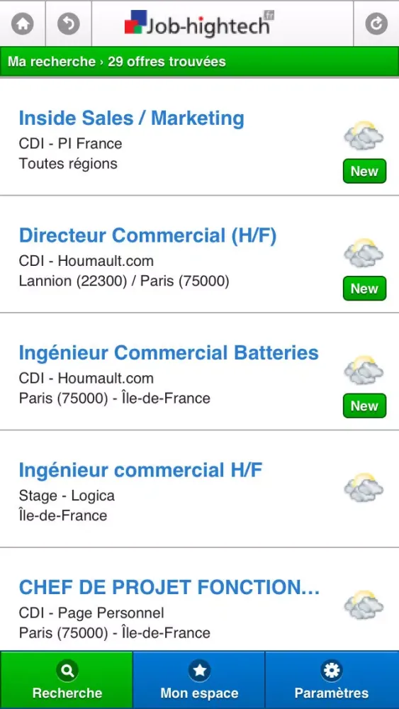 Zrzuty ekranu Job-hightech – Les emplois de pointe en Ile de France