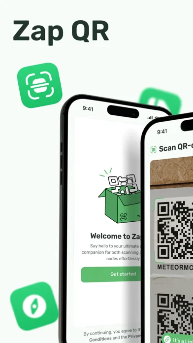 Capturas de tela do Zap QR Codes. Scan & create