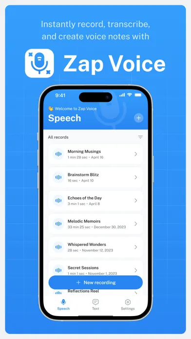 Zap Voice. Record & Transcribe Screenshots