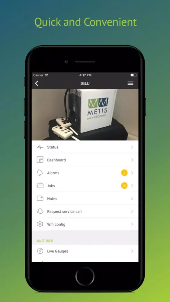 Tangkapan skrin Metis Monitoring Mobile