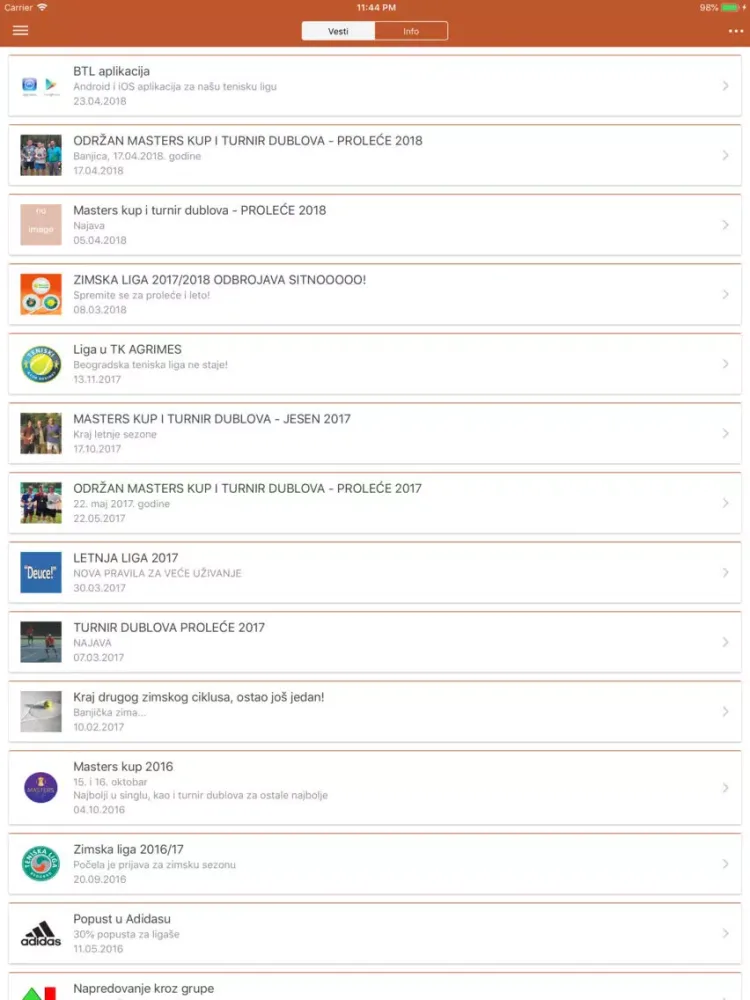 Teniske lige Srbije iPad  Screenshots