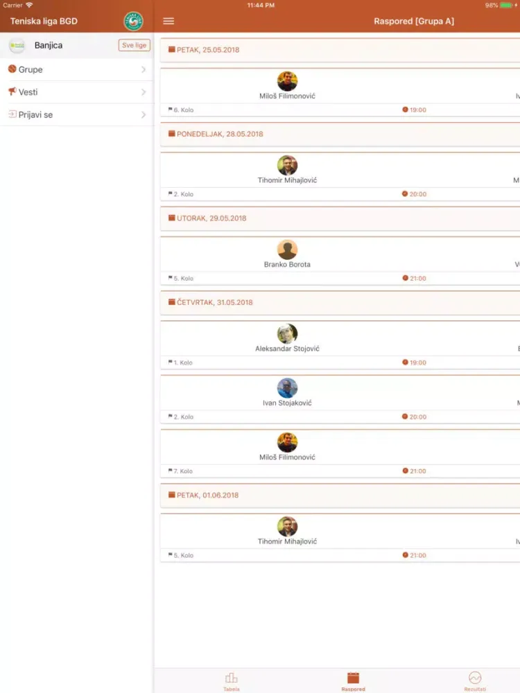 Teniske lige Srbije iPad  Screenshots