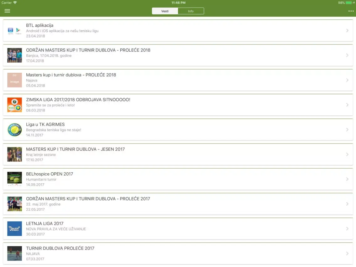 Teniske lige Srbije iPad  Screenshots