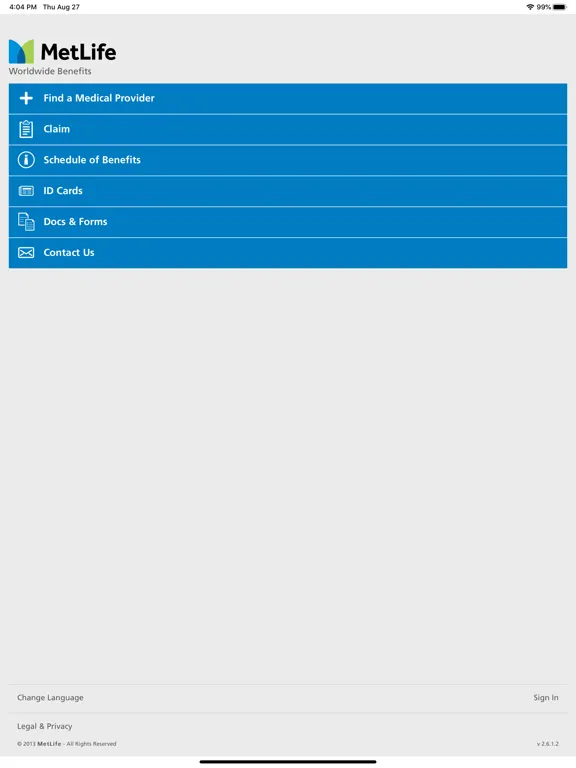 Zrzuty ekranu MetLife Worldwide Benefits iPad 
