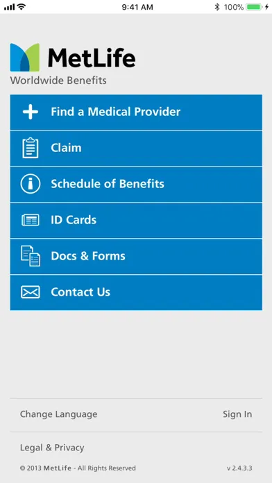 Zrzuty ekranu MetLife Worldwide Benefits