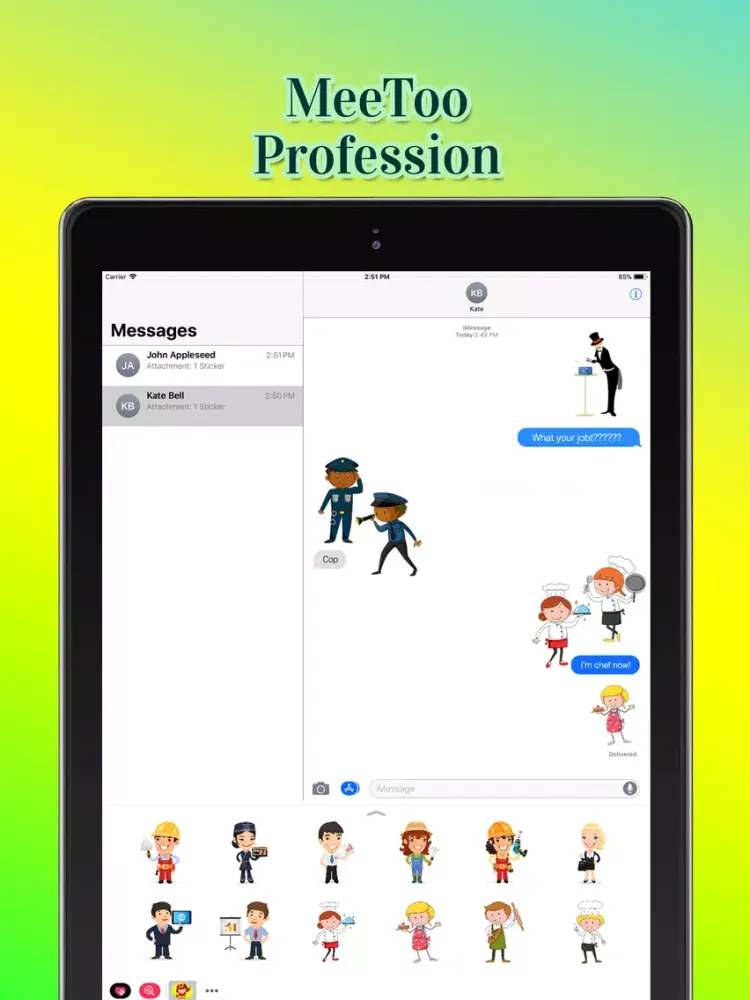 MeToo Profession Stickers iPad 应用截图