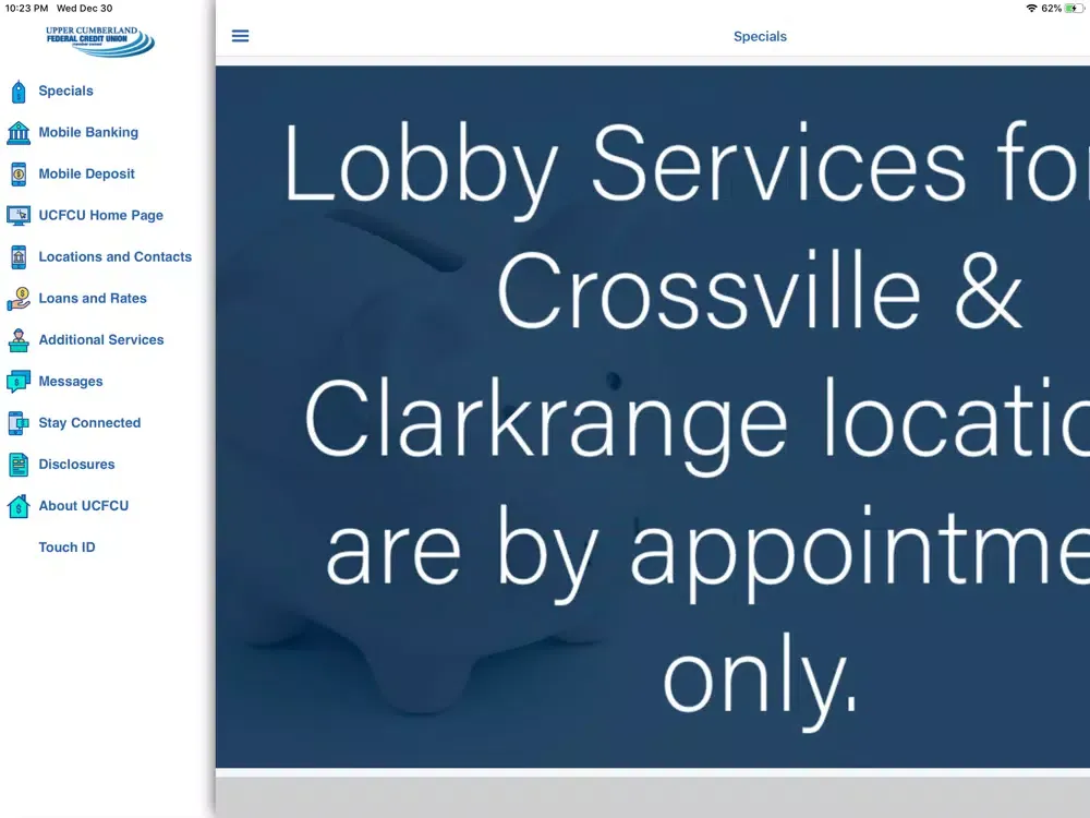 Upper Cumberland FCU iPad  Screenshots