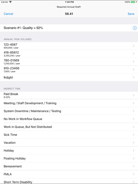 Staffing Model iPad  Screenshots