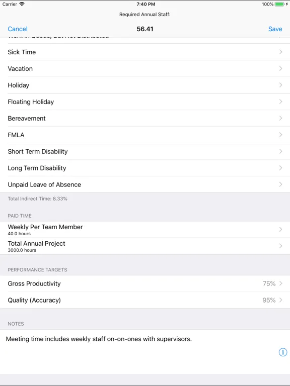 Staffing Model iPad  Screenshots
