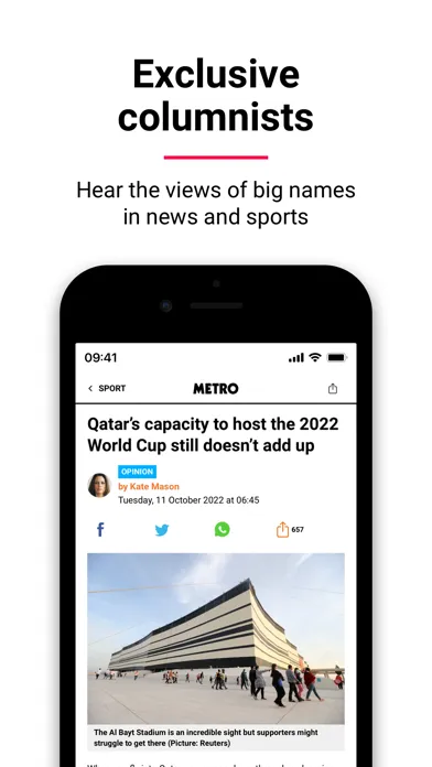 Capturas de pantalla de Metro: World and UK news app