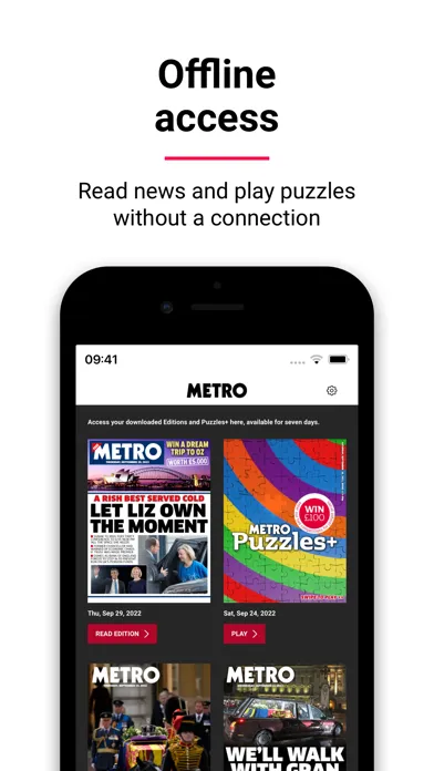 Capturas de pantalla de Metro: World and UK news app