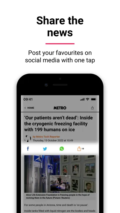 Capturas de pantalla de Metro: World and UK news app
