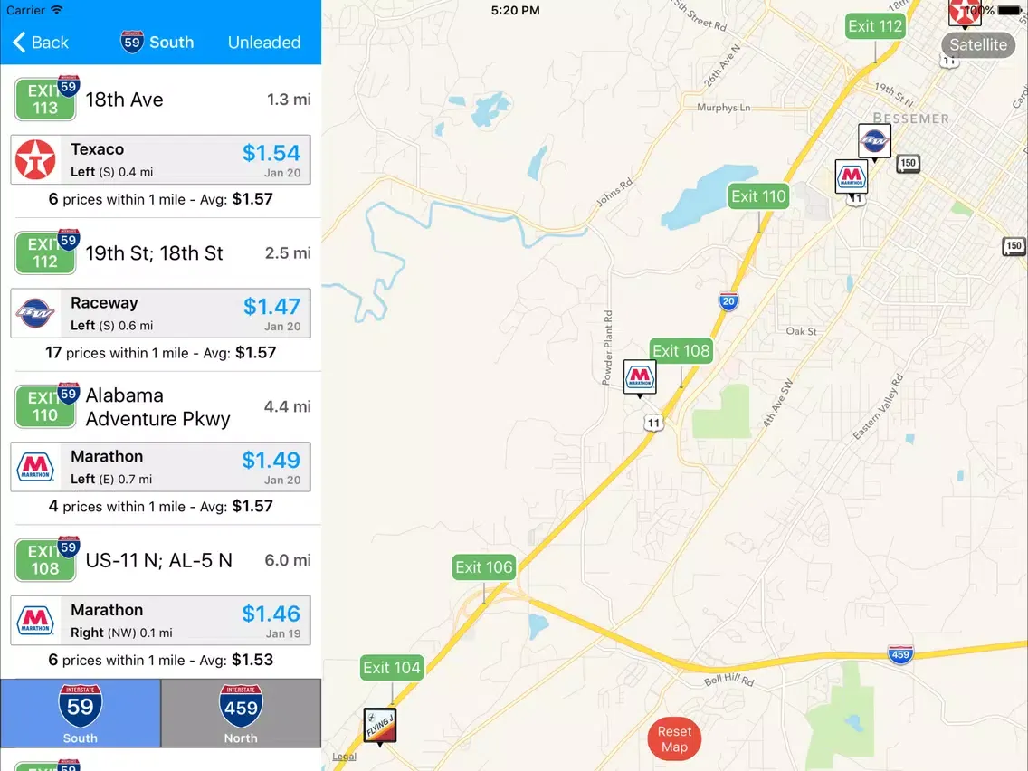 Скриншоты iExit Gas: Cheapest Gas Prices By Interstate Exit iPad 