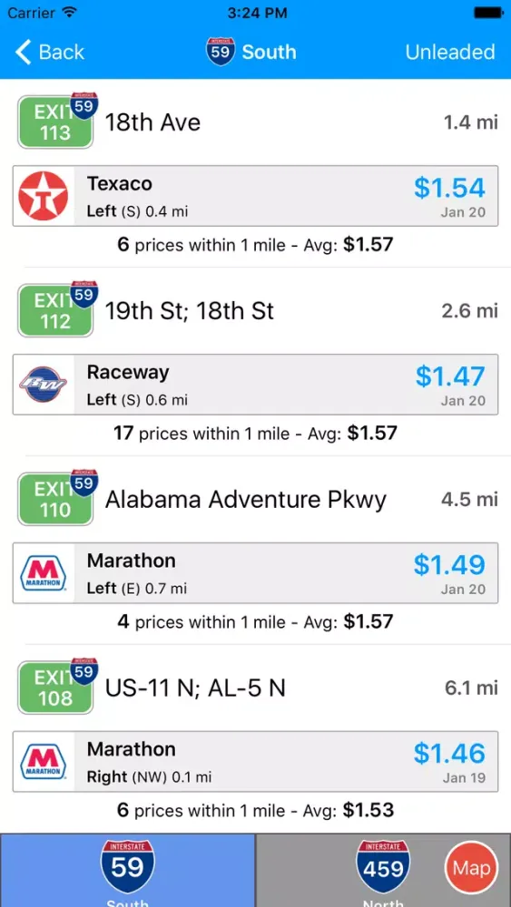 Скриншоты iExit Gas: Cheapest Gas Prices By Interstate Exit