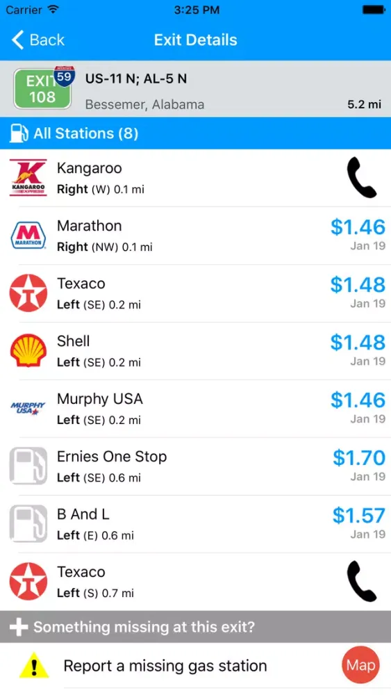 Скриншоты iExit Gas: Cheapest Gas Prices By Interstate Exit