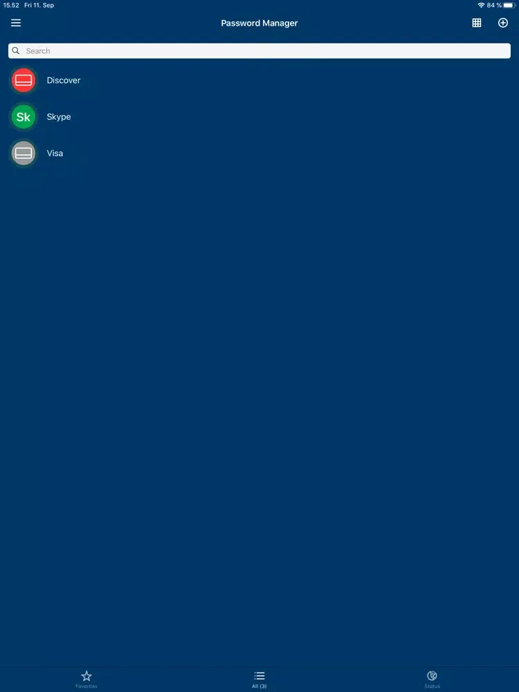 Tangkapan skrin MetroNet Password Manager iPad 
