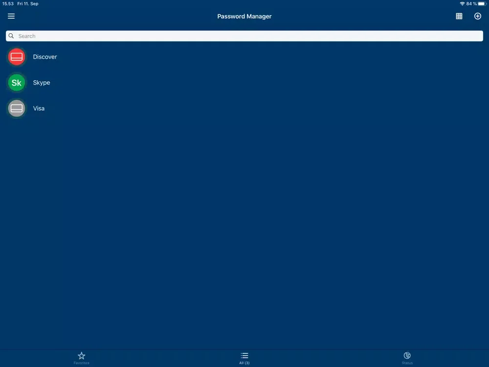 Tangkapan skrin MetroNet Password Manager iPad 