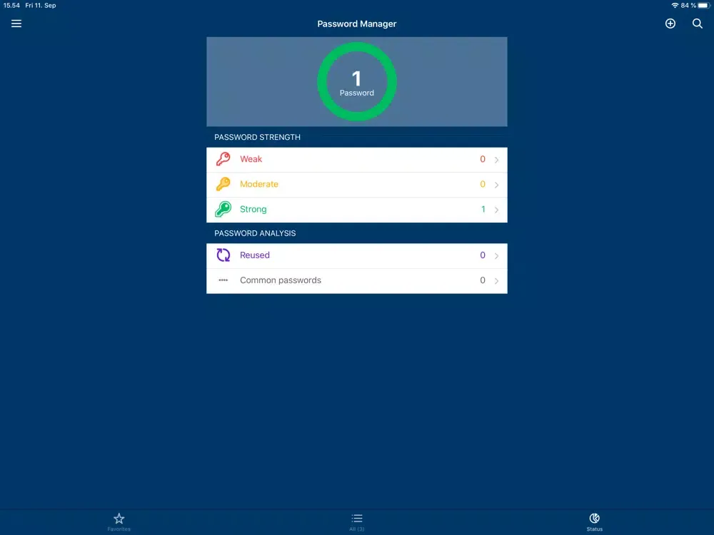 Tangkapan skrin MetroNet Password Manager iPad 